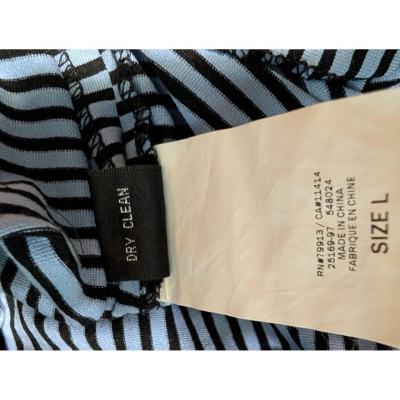 Artelier Nicole Miller Dress Womens Large Blue Black Striped Maxi Tank Stretch - Picture 9 of 9